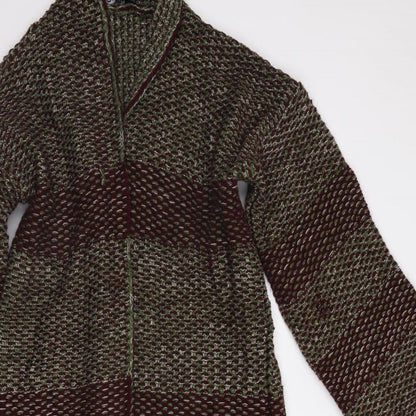 M And Knit Womens Purple Striped Knit Overcoat Coatigan