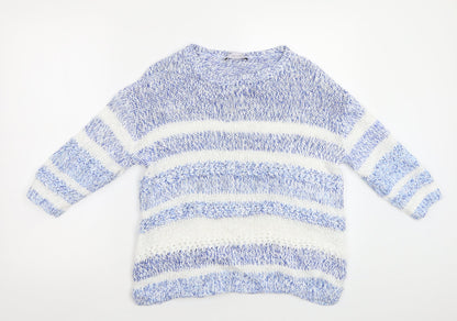 M&S Womens Blue Striped  Pullover Jumper Size 14