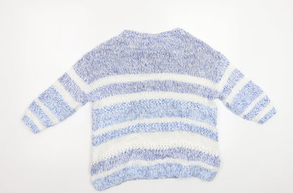 M&S Womens Blue Striped  Pullover Jumper Size 14