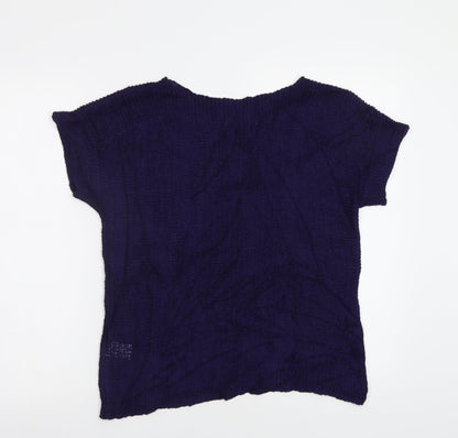 Pointelle Womens Blue   Pullover Jumper Size S