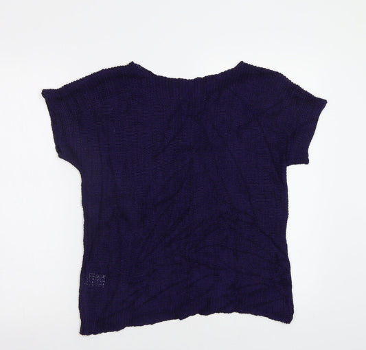 Pointelle Womens Blue   Pullover Jumper Size S