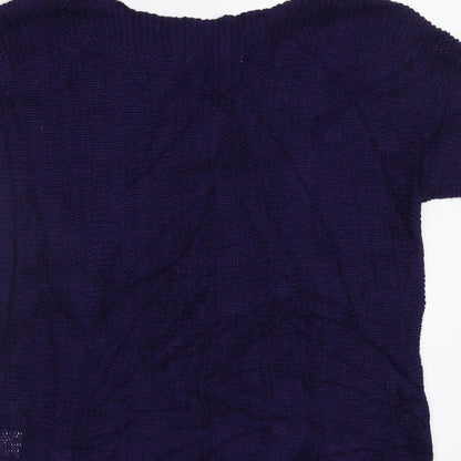 Pointelle Womens Blue   Pullover Jumper Size S