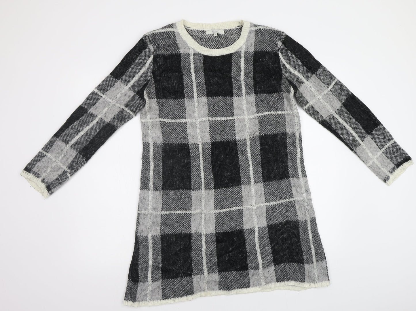 Peacocs Womens Grey Check  Jumper Dress  Size M
