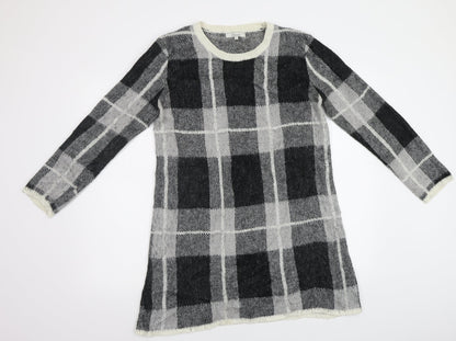 Peacocs Womens Grey Check  Jumper Dress  Size M