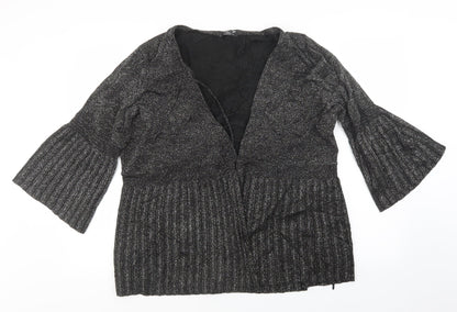 Womens UK Size XL BM Black Cardigan Jumper