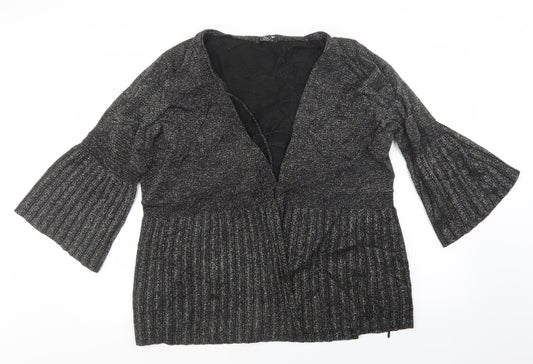 Womens UK Size XL BM Black Cardigan Jumper