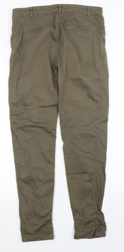 Womens UK Size 28 in Bershka Regular Fit Chino Green Trousers
