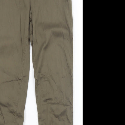 Womens UK Size 28 in Bershka Regular Fit Chino Green Trousers