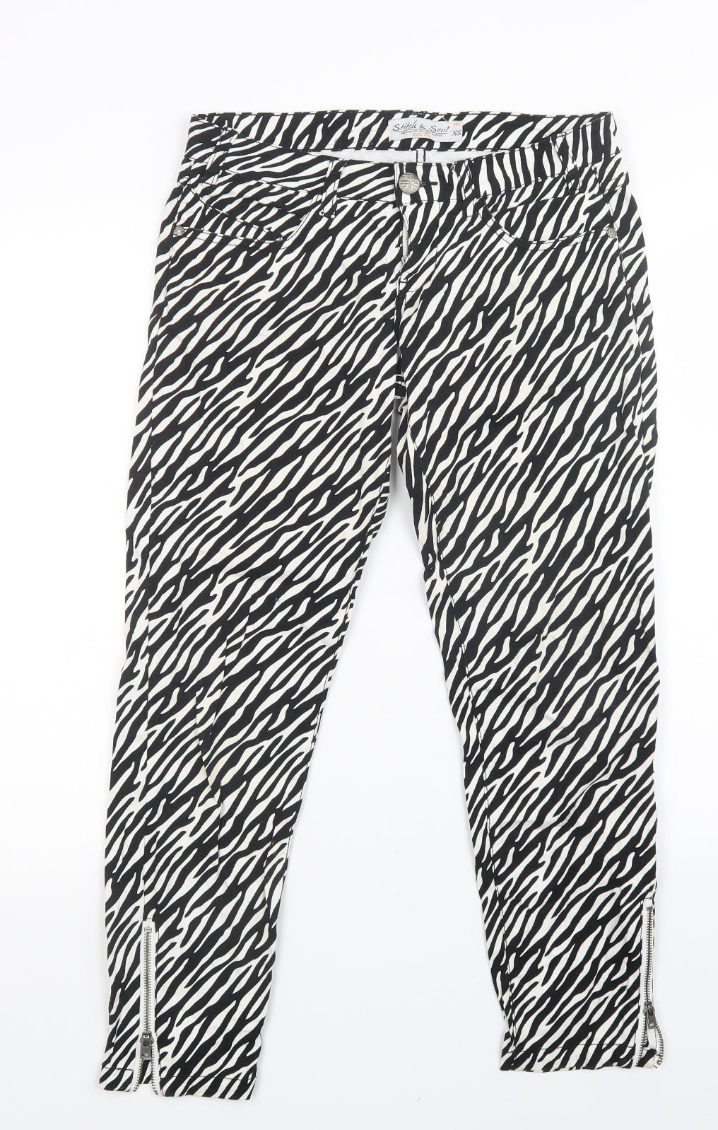 stitch & sow Womens Multicoloured Animal Print  Skinny Jeans Size XS L25 in