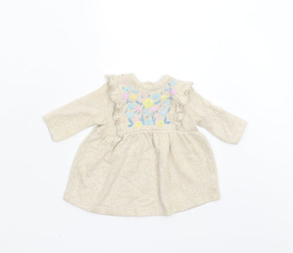 George Girls Beige Floral  Tunic Jumper Size 0-3 Months  - First Size