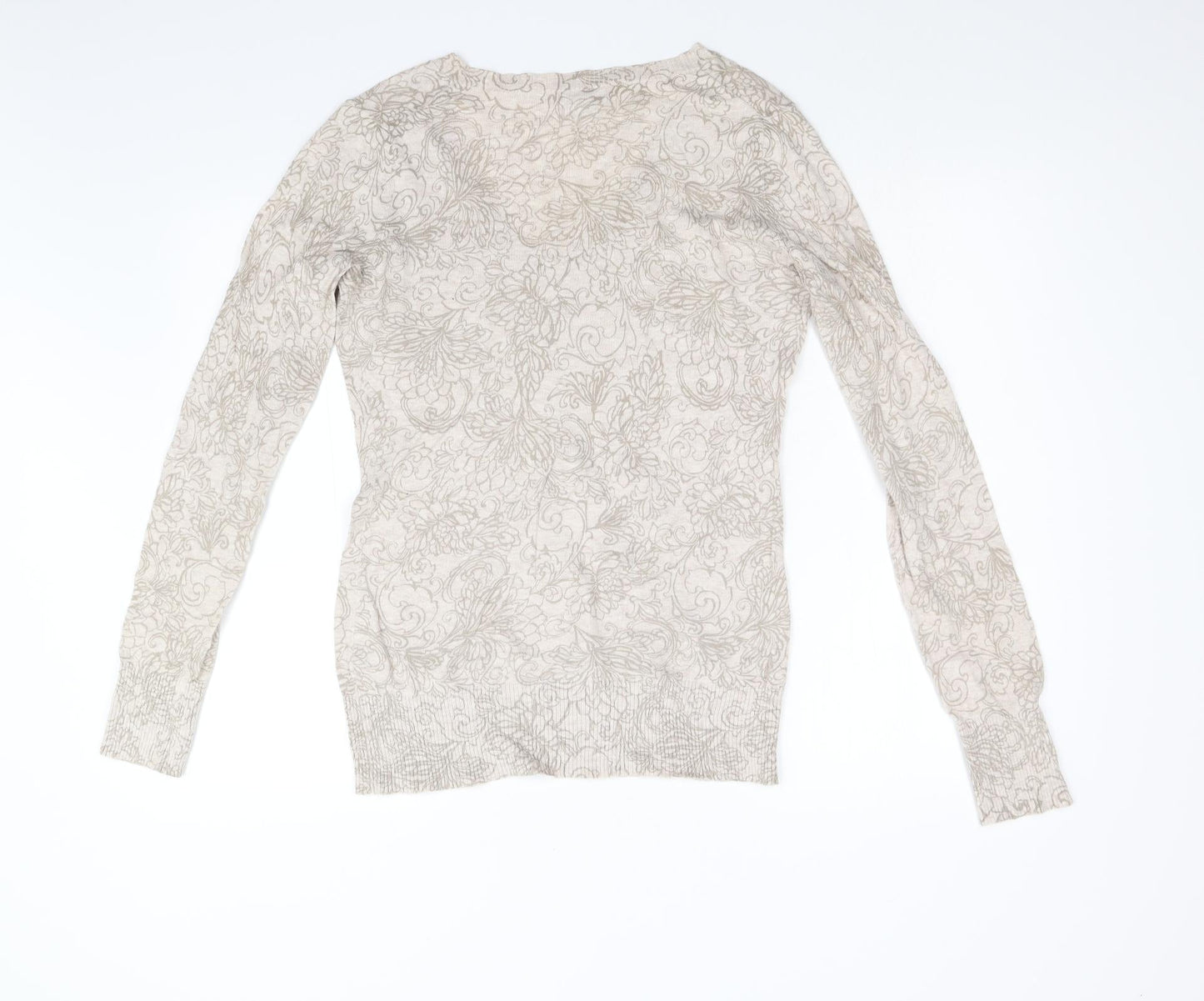 Gap Womens Beige Floral Knit Pullover Jumper Size M