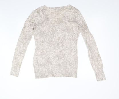 Gap Womens Beige Floral Knit Pullover Jumper Size M