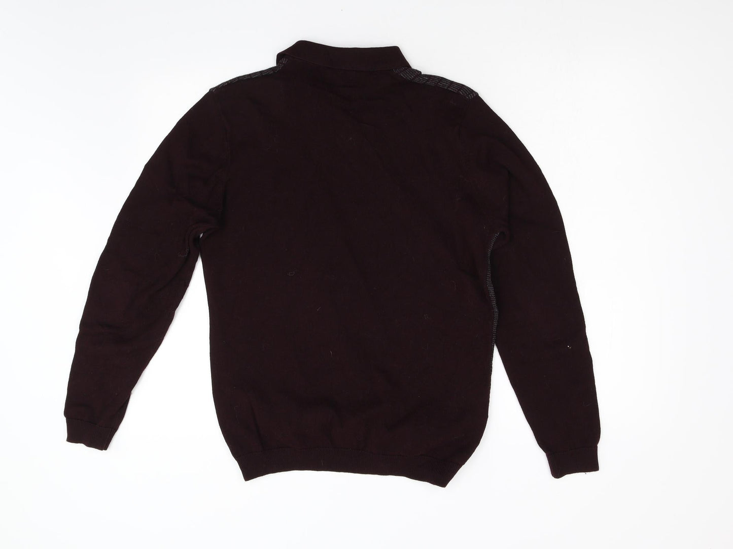 NEXT Mens Red Geometric Knit Henley Jumper Size M