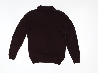 NEXT Mens Red Geometric Knit Henley Jumper Size M