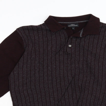 NEXT Mens Red Geometric Knit Henley Jumper Size M