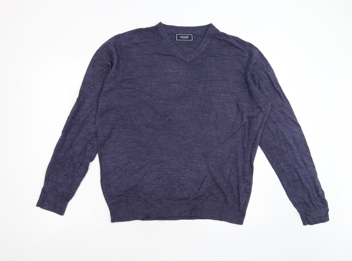 Maine Mens Blue  Knit Pullover Jumper Size M