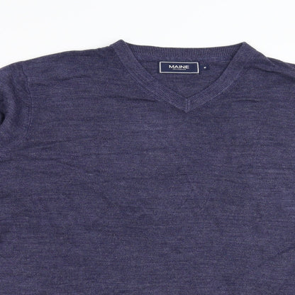 Maine Mens Blue  Knit Pullover Jumper Size M