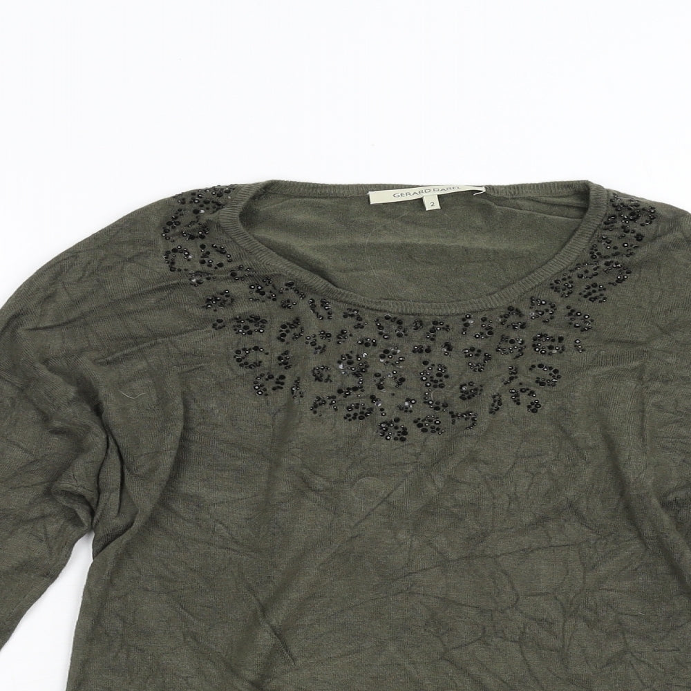 Womens UK Size 2 Gerard Darel Green Pullover Jumper