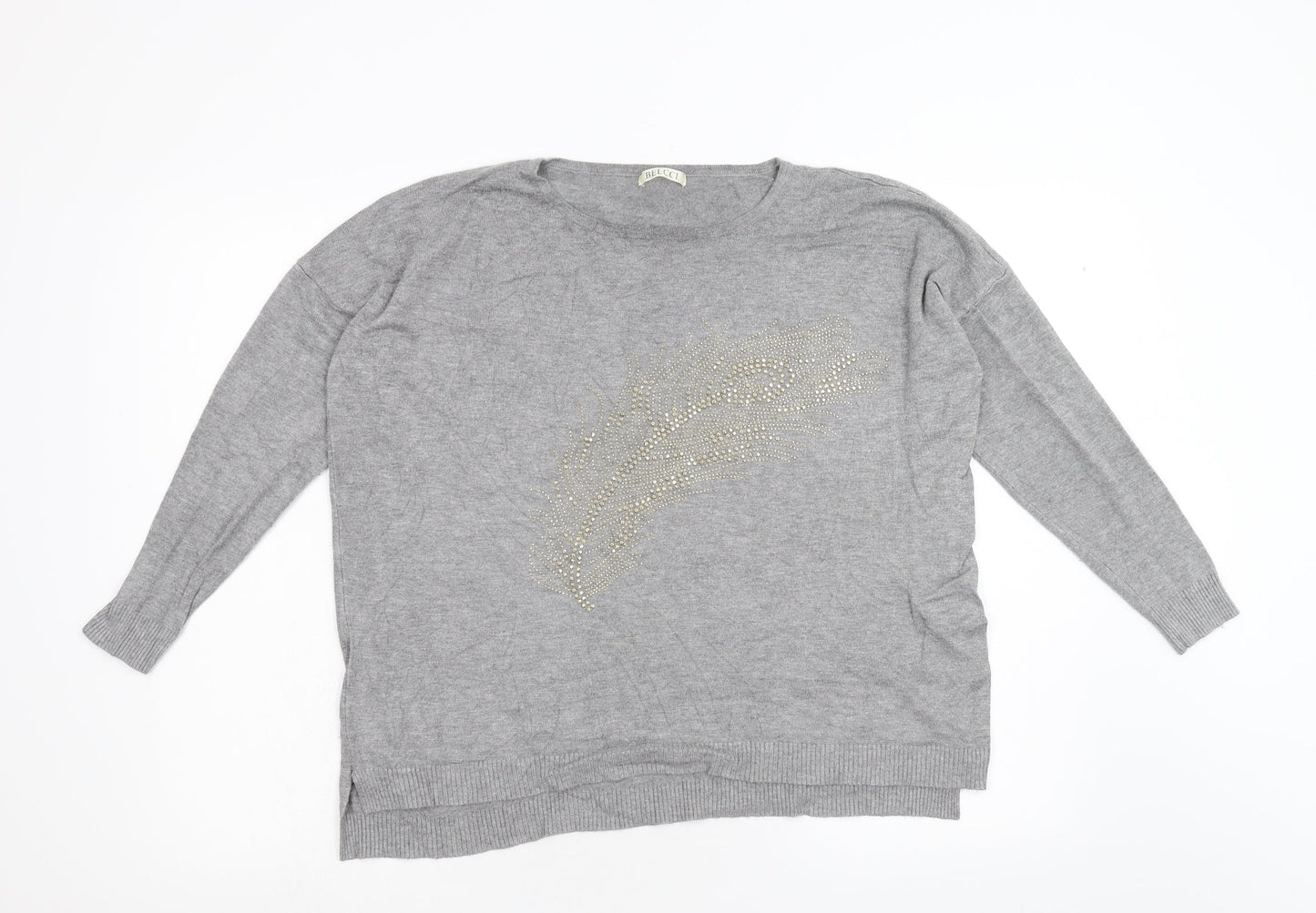 Belcci Womens Grey  Knit Pullover Jumper Size L