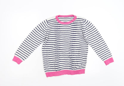 Preworn Girls Multicoloured Striped Knit Pullover Jumper Size 11 Years