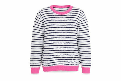 Preworn Girls Multicoloured Striped Knit Pullover Jumper Size 11 Years