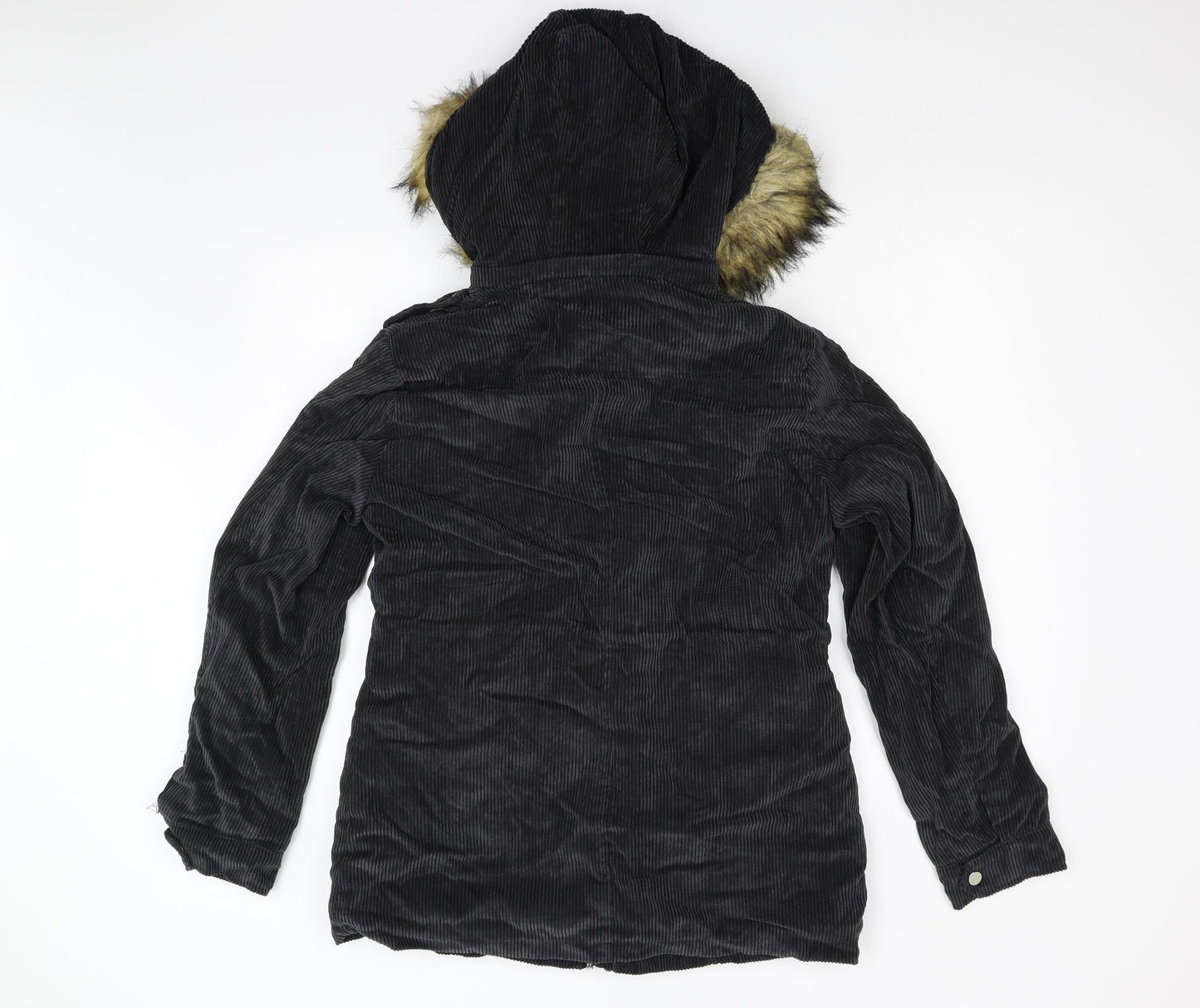 Fittiway Womens Black  Corduroy Overcoat Coat Size M