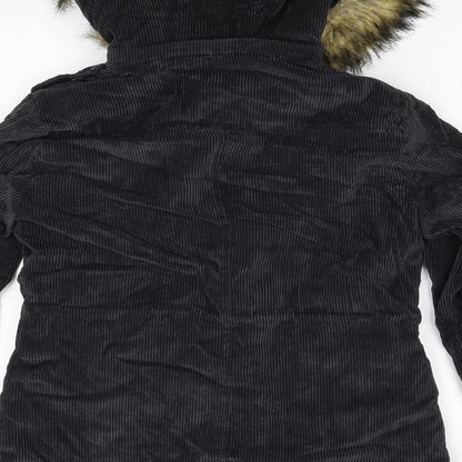 Fittiway Womens Black  Corduroy Overcoat Coat Size M