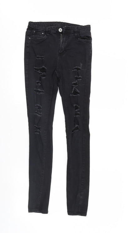 Womens UK Size 8 Preworn Regular Fit Skinny Black Jeans