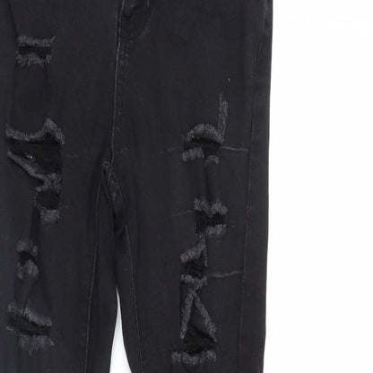 Womens UK Size 8 Preworn Regular Fit Skinny Black Jeans