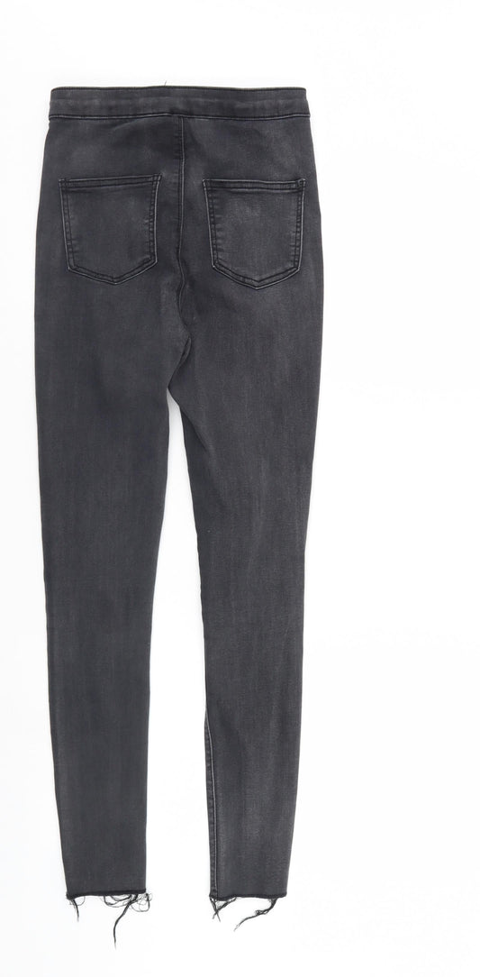 PRETTYLITTLETHING Womens Black  Denim Tapered Jeans Size 6 L28 in