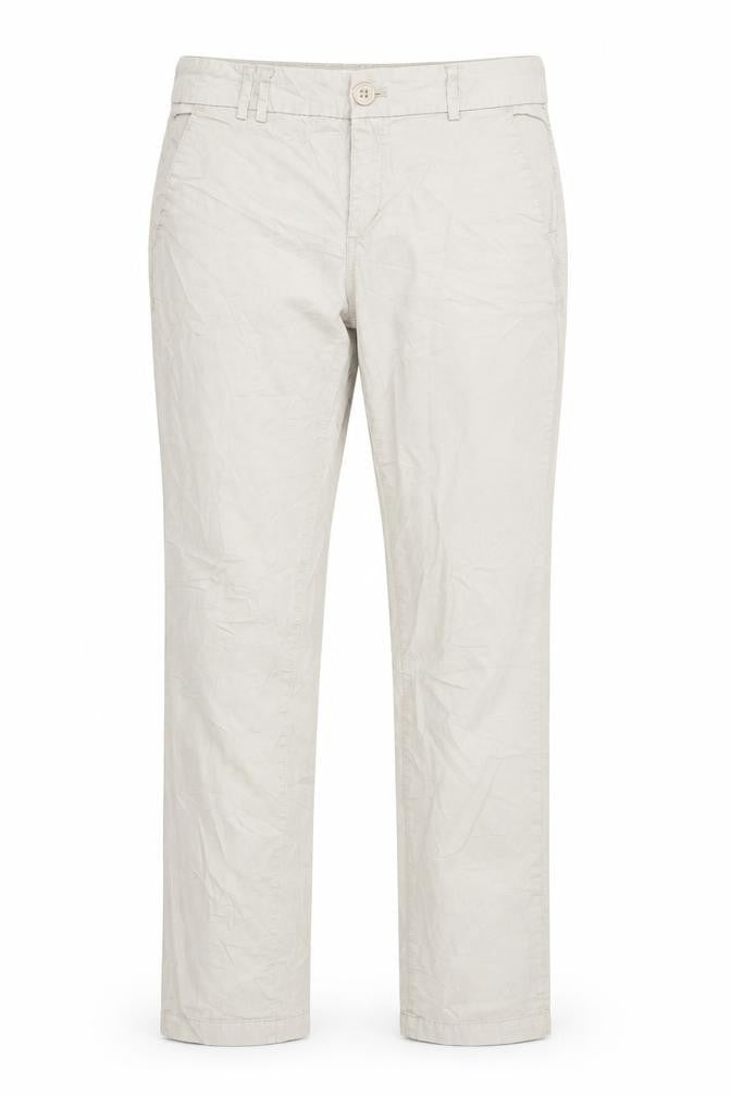 Front view of LOGG women’s beige straight jeans, size UK 10, 30-inch leg