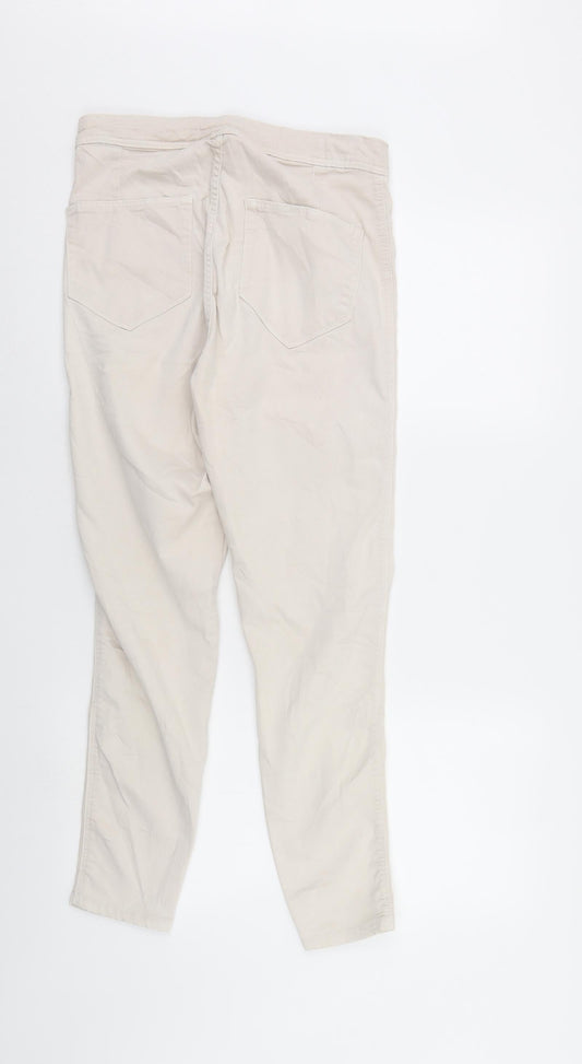 Bershka Womens Ivory  Denim Skinny Jeans Size 14 L27 in - Elastic Waist