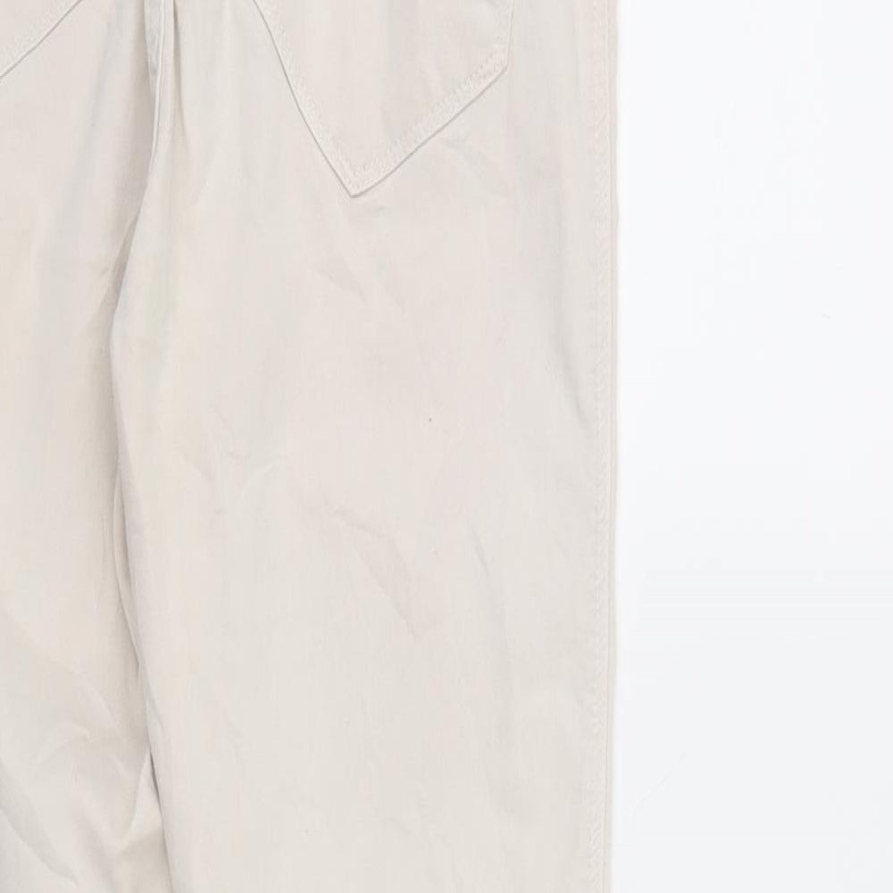 Womens UK Size 14 Bershka Regular Fit Skinny Ivory Jeans
