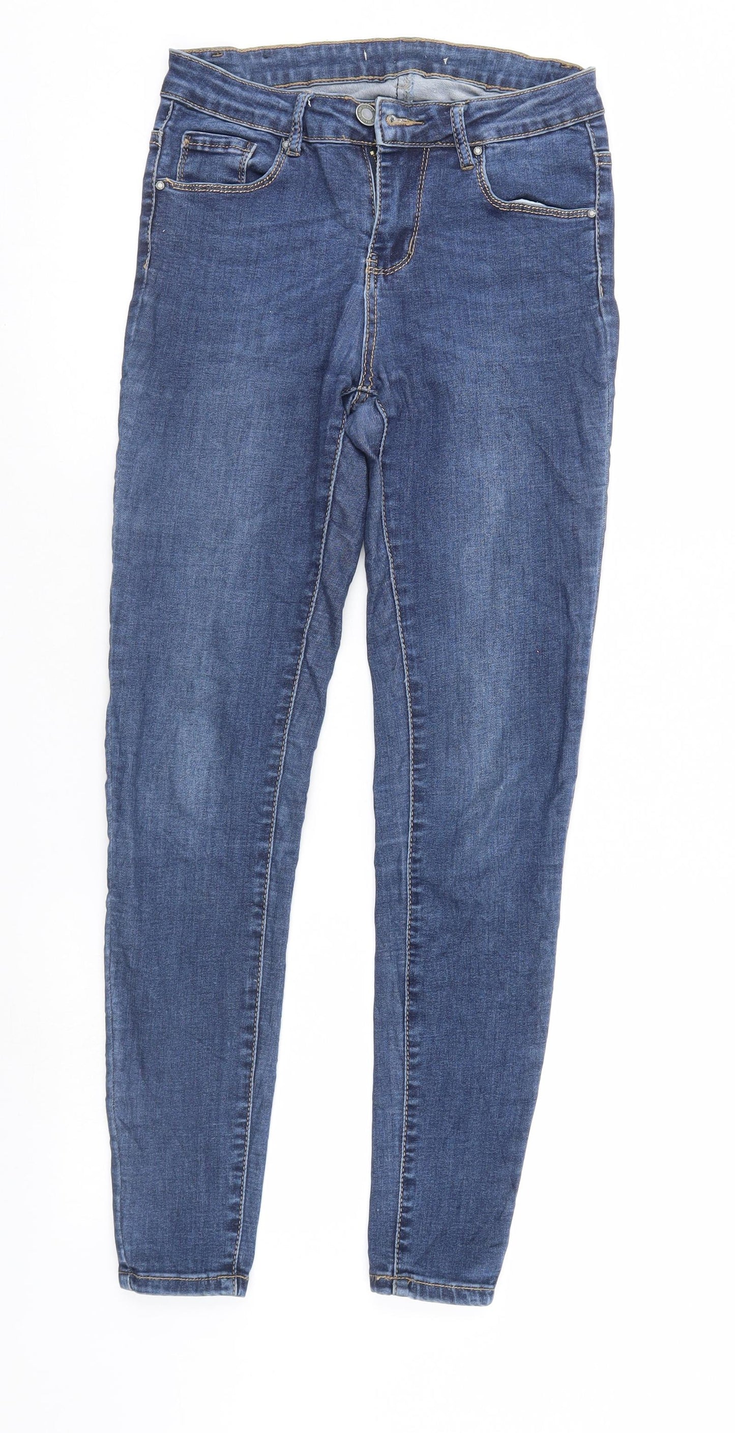 Womens UK Size 8 Preworn Regular Fit Skinny Blue Jeans