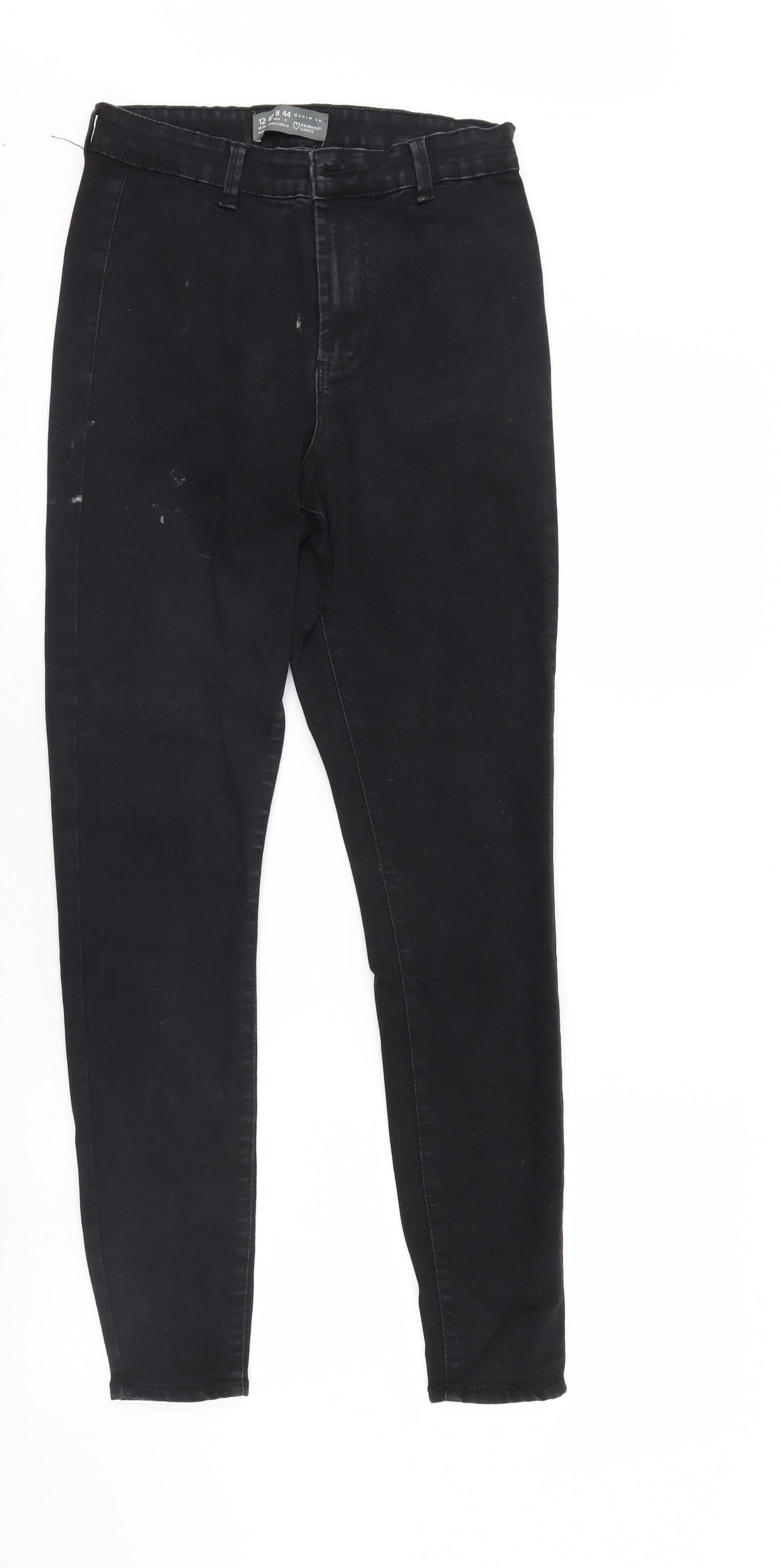 Primark Womens Black  Denim Tapered Jeans Size 12 L28 in