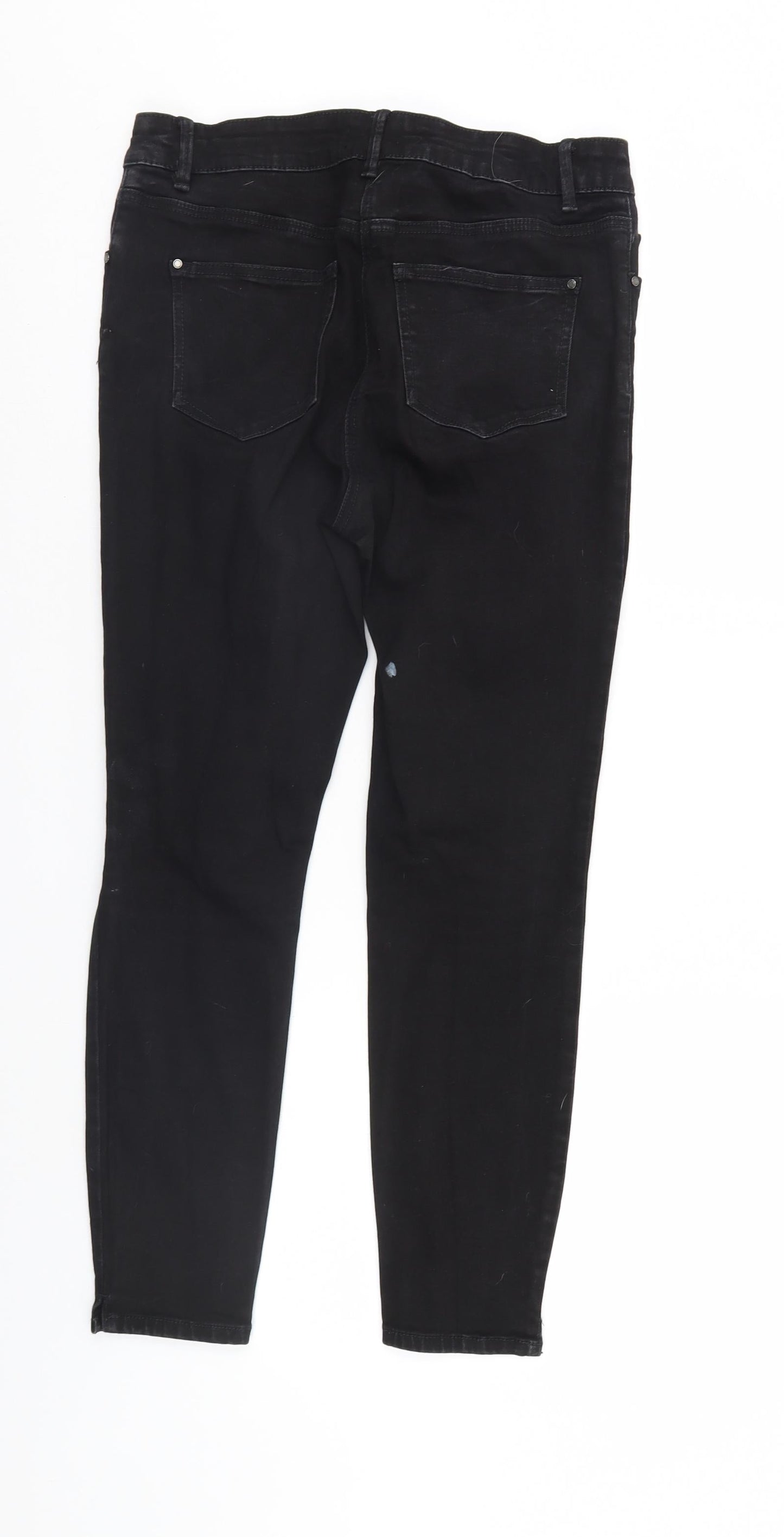 Womens UK Size 12 Preworn Regular Fit Straight Black Jeans