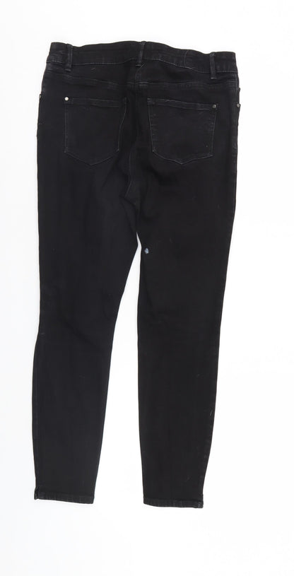 Womens UK Size 12 Preworn Regular Fit Straight Black Jeans
