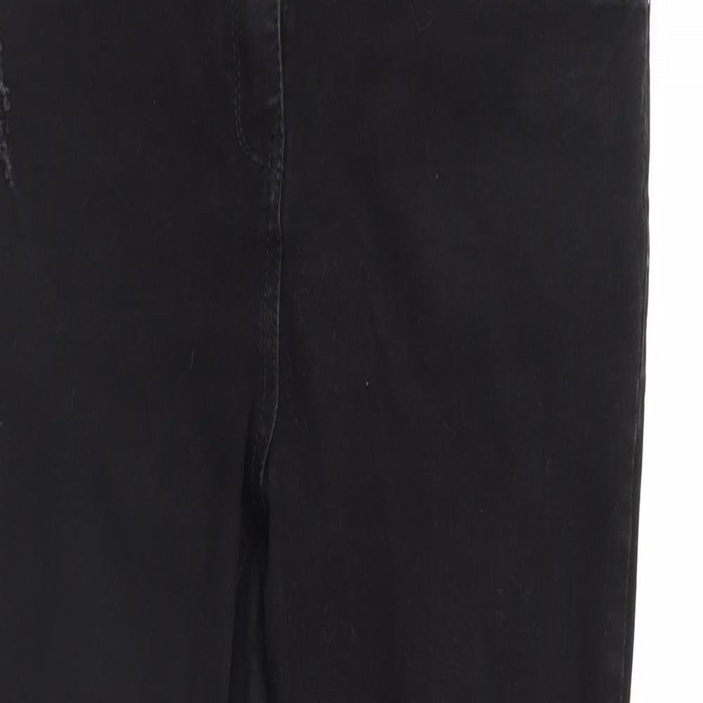 Womens UK Size 12 Preworn Regular Fit Straight Black Jeans