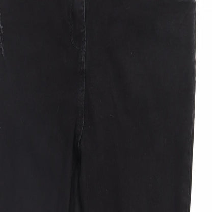 Womens UK Size 12 Preworn Regular Fit Straight Black Jeans