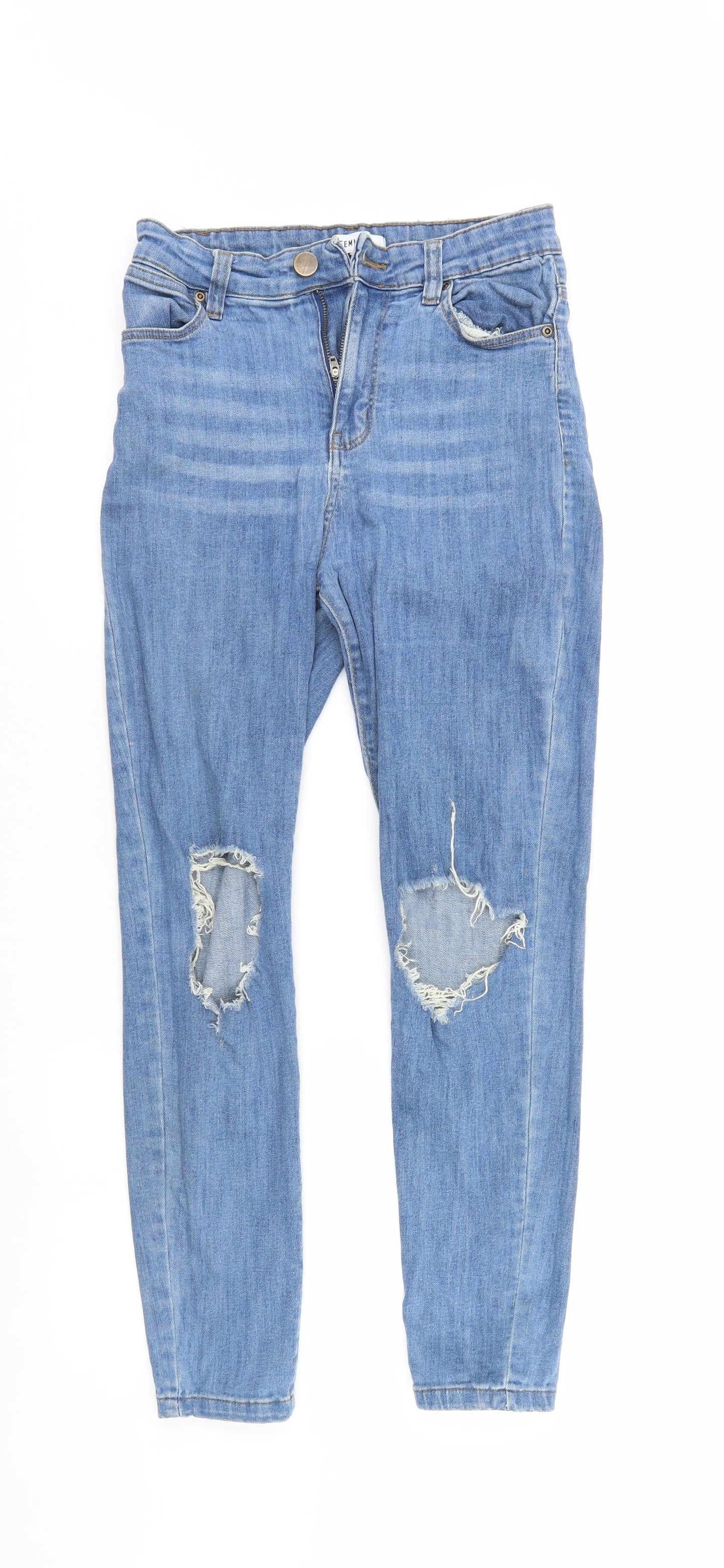 Femme Luxe Womens Blue  Denim Straight Jeans Size 10 L28 in