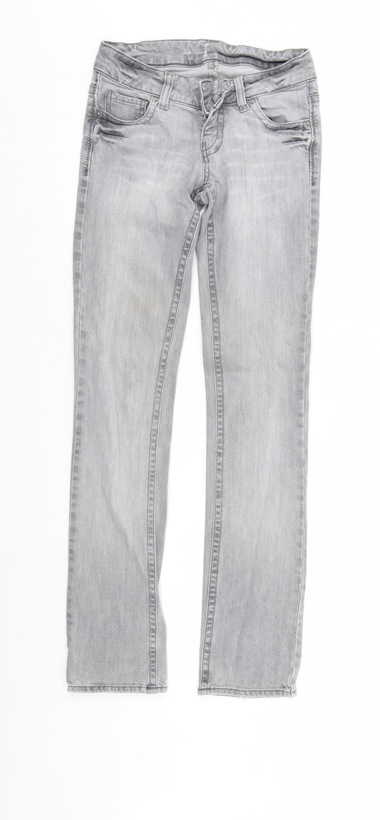 Moto Mens Grey  Denim Straight Jeans Size 25 in L32 in