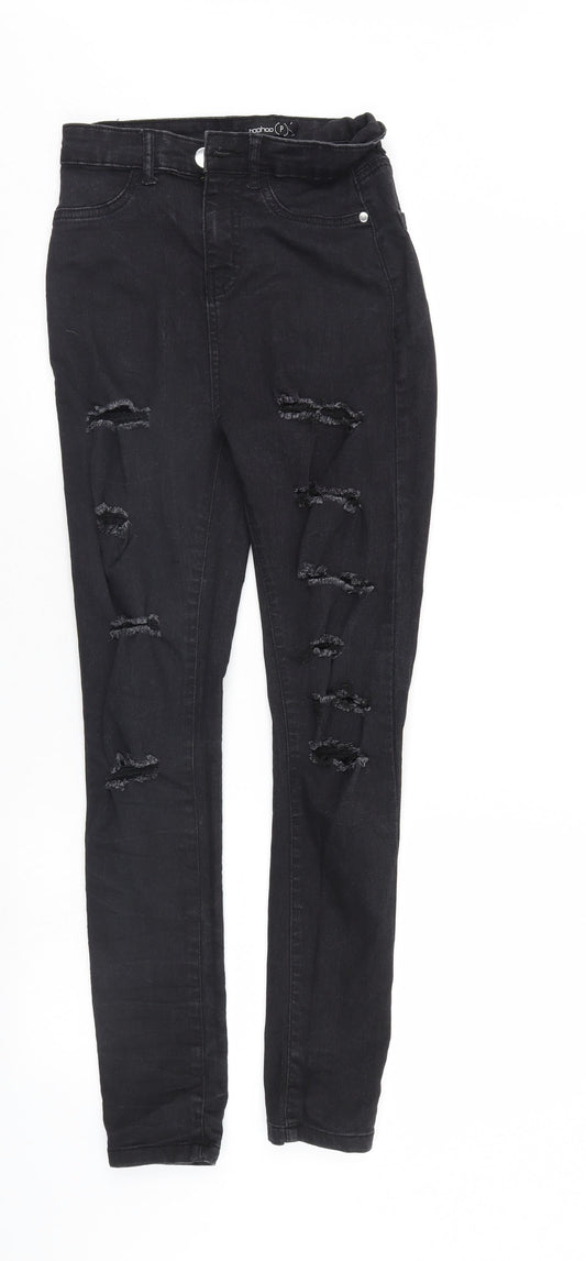 Boohoo Womens Black  Denim Straight Jeans Size 4 L28 in