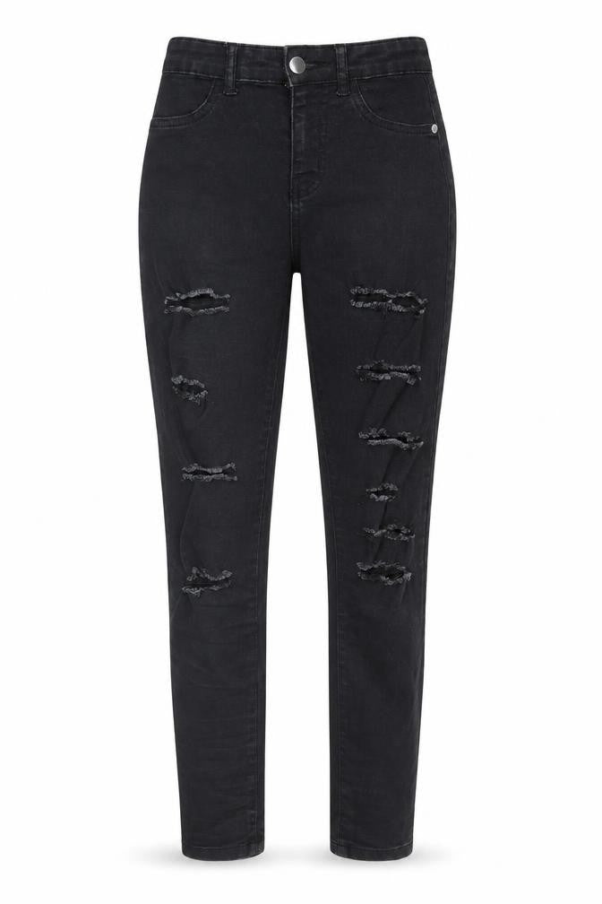 Boohoo Womens Black  Denim Straight Jeans Size 4 L28 in