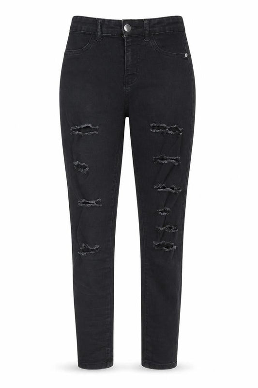 Boohoo Womens Black  Denim Straight Jeans Size 4 L28 in