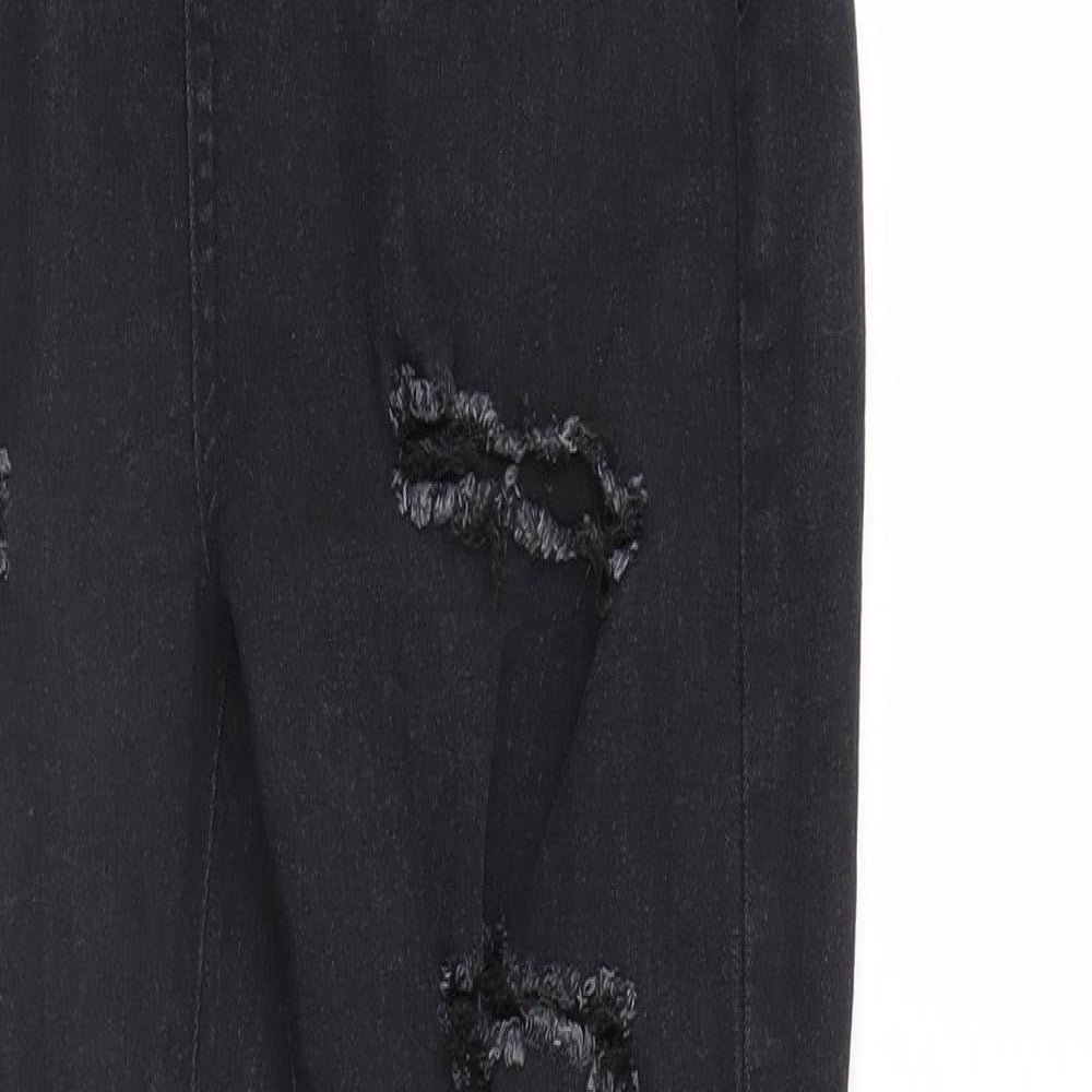 Boohoo Womens Black  Denim Straight Jeans Size 4 L28 in