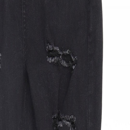 Boohoo Womens Black  Denim Straight Jeans Size 4 L28 in