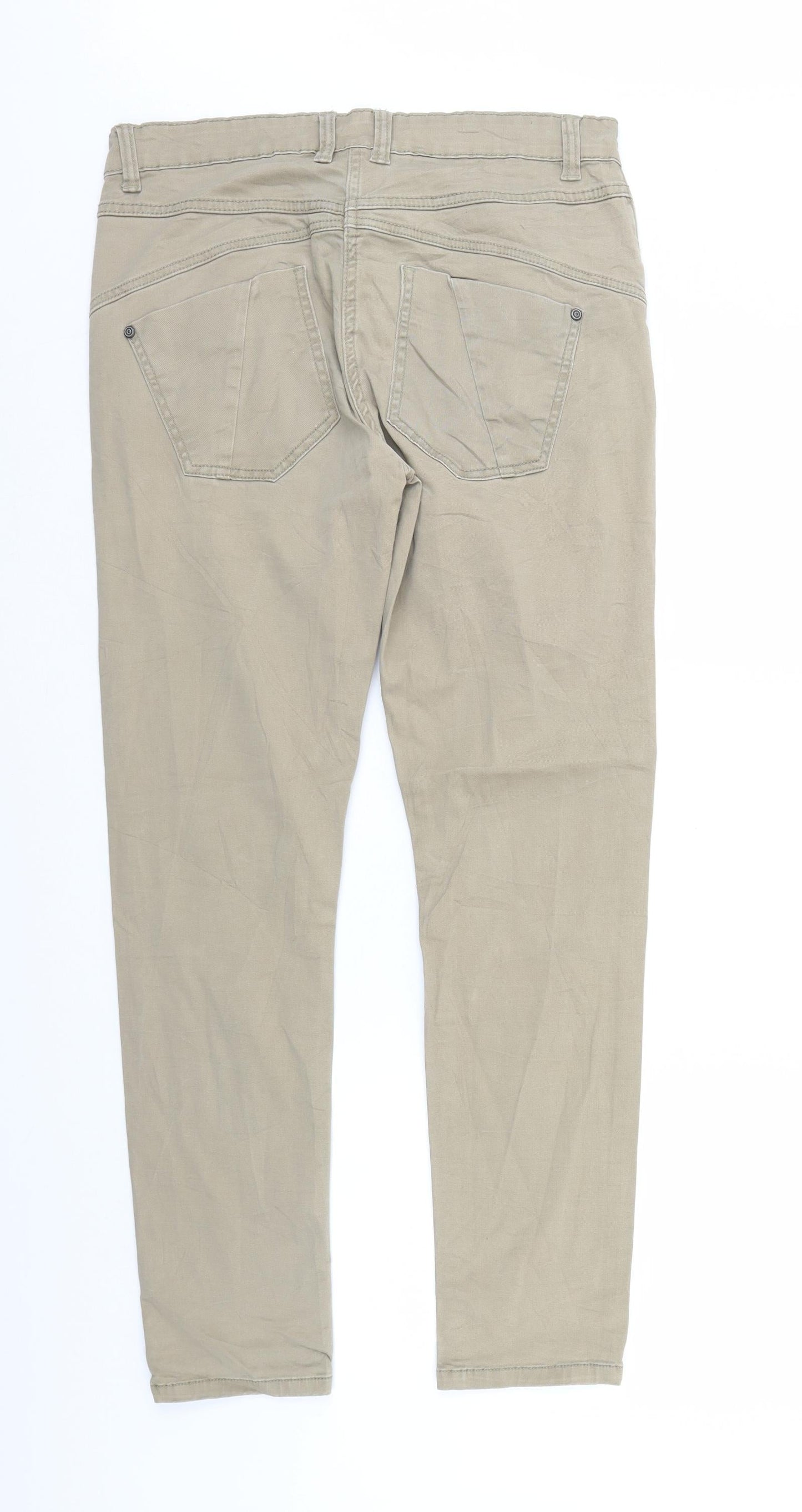 Gina Womens Beige  Denim Straight Jeans Size 8 L29 in