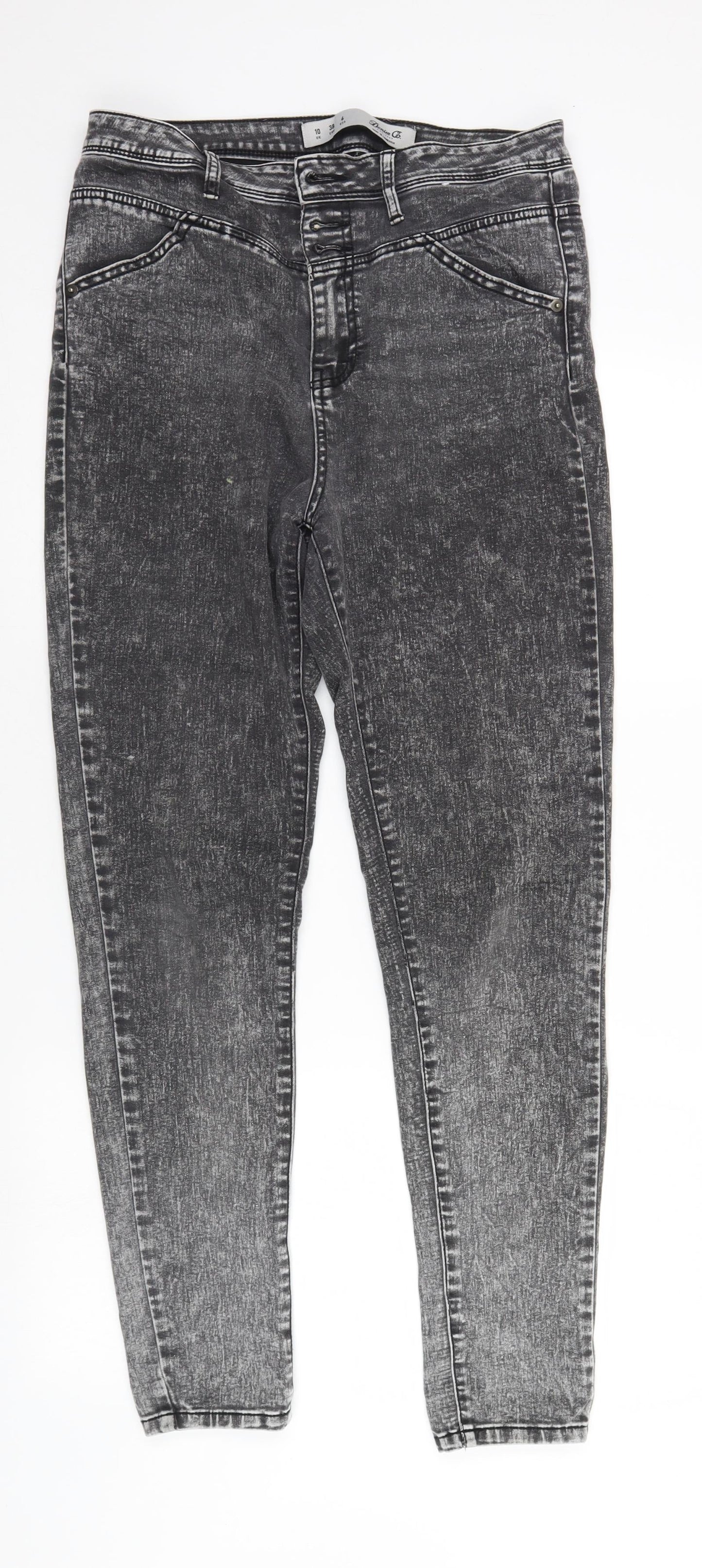 Denim & Co. Womens Grey  Denim Straight Jeans Size 10 L30 in - faded look