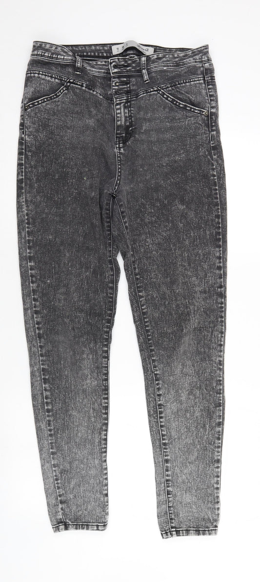 Denim & Co. Womens Grey  Denim Straight Jeans Size 10 L30 in - faded look
