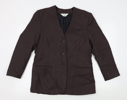 style file Womens Red Houndstooth  Jacket Blazer Size 14